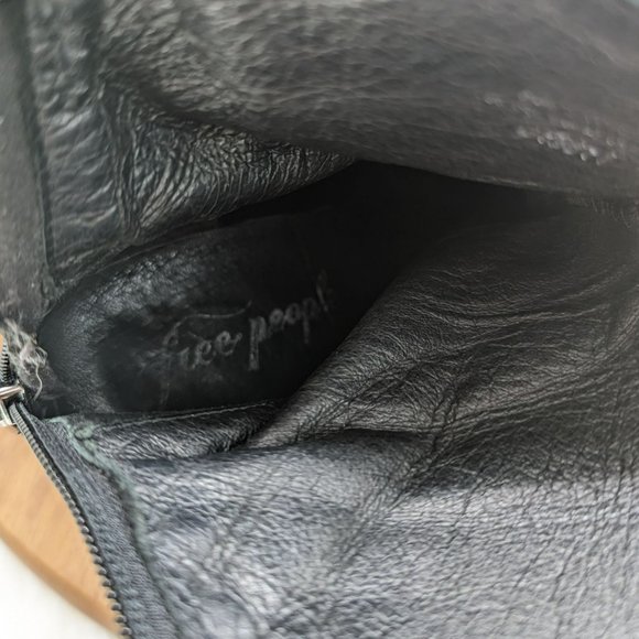 Free People Cecile Ankle Booties 38 8 Black Suede Leather Zip Back Block Heeled - Picture 3 of 13